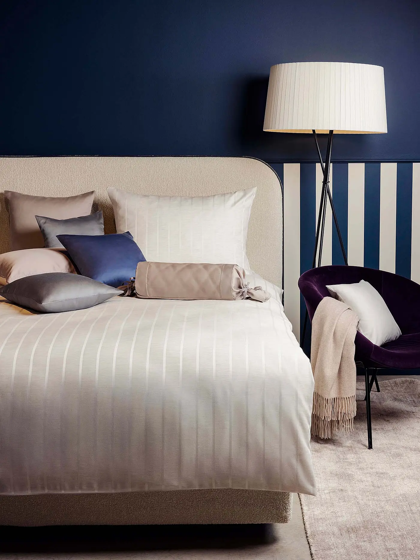 HEFEL | Bettwäsche OPULENCE 70x90 / 140x200cm Streifen Pearl | 